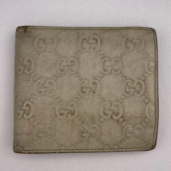 Gucci Ivory Monogram Leather Bifold Wallet - Picture 1 of 12